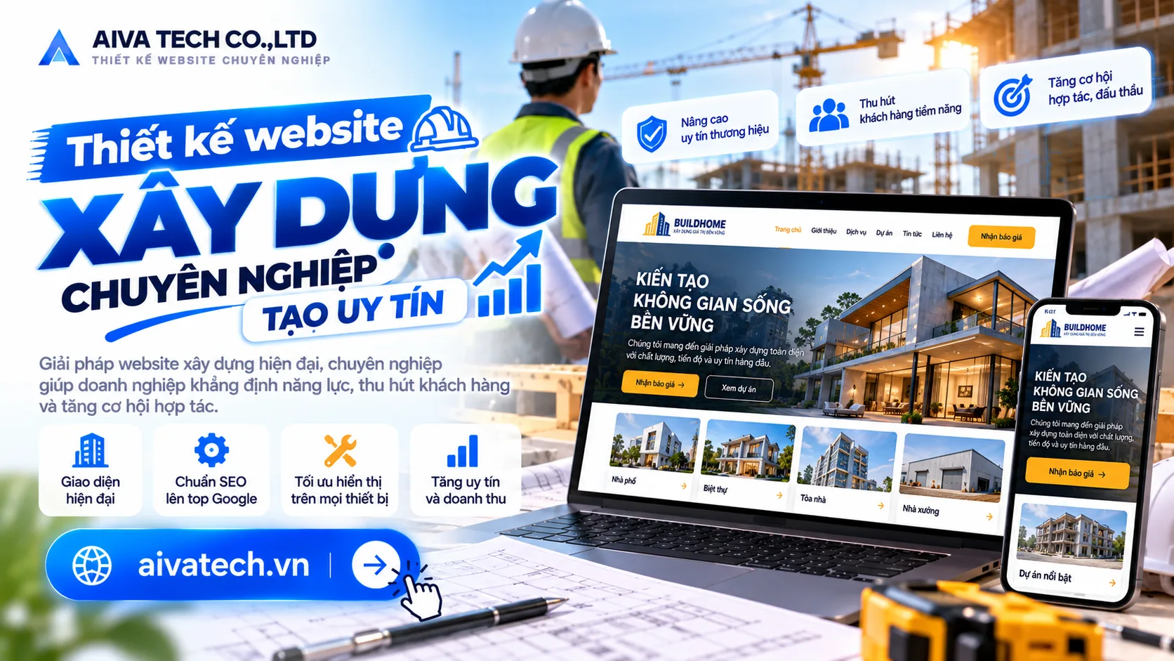 Thiết kế website xây dựng chuyên nghiệp, tạo uy tín
