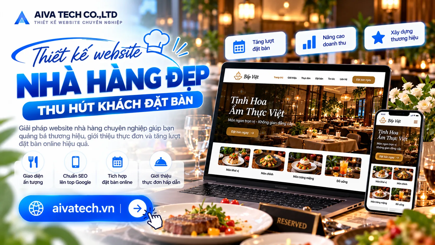 Thiết kế website nhà hàng đẹp, thu hút khách đặt bàn