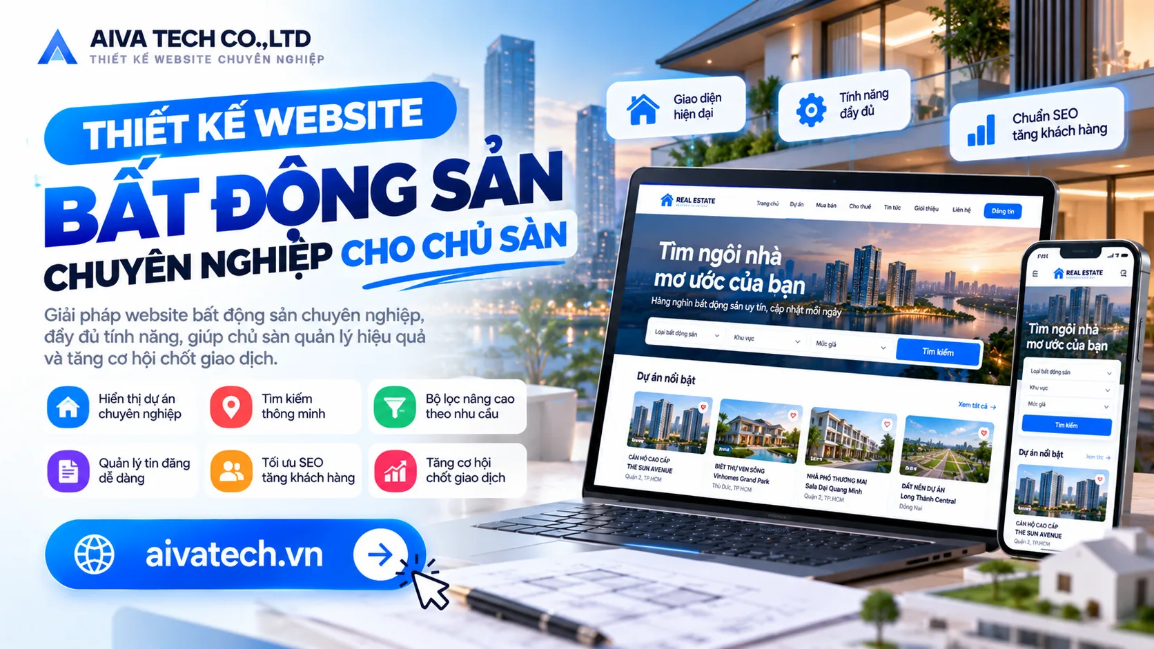 Thiết kế website bất động sản chuyên nghiệp cho chủ sàn