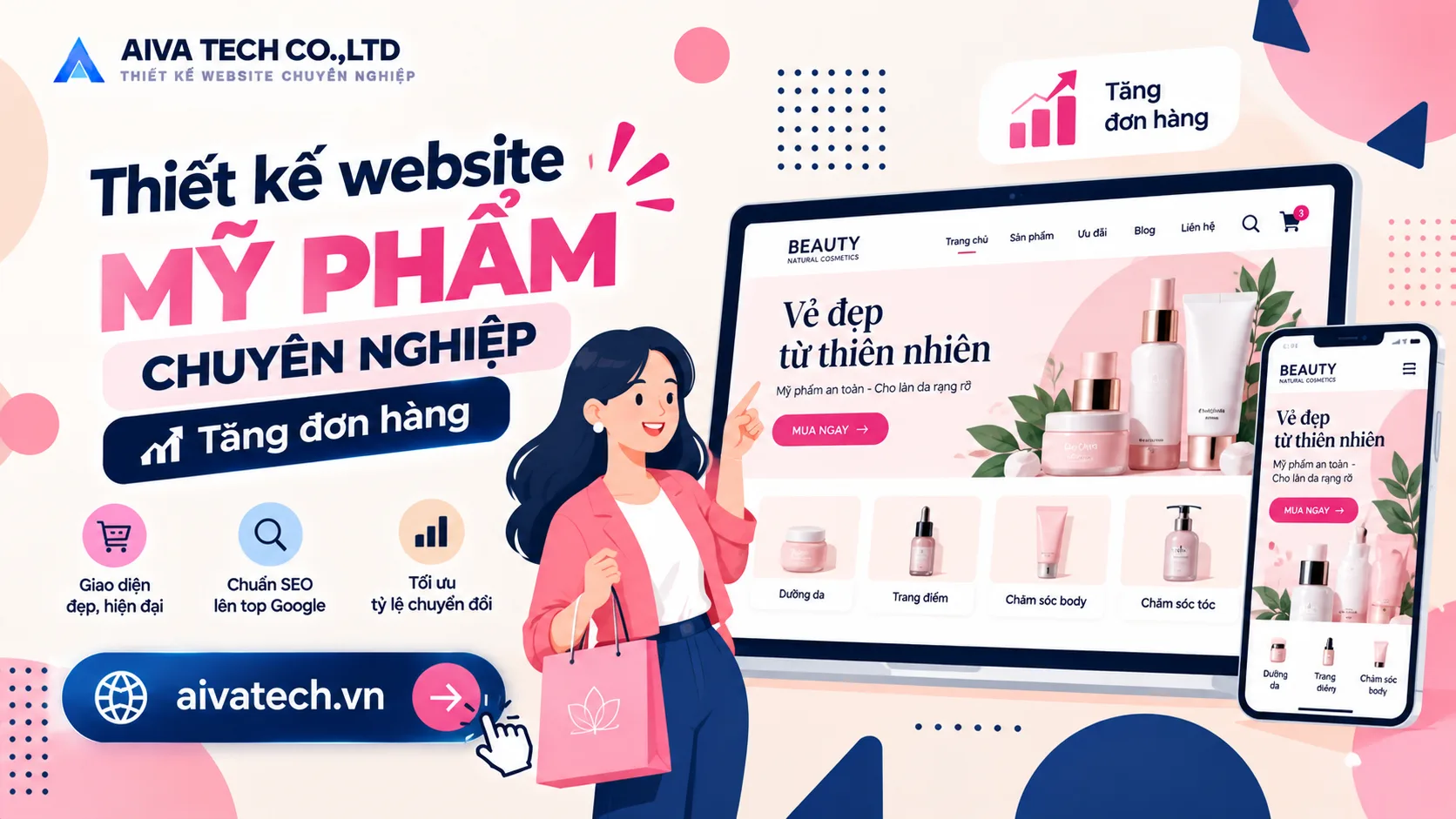 Thiết kế website mỹ phẩm chuyên nghiệp, tăng đơn hàng