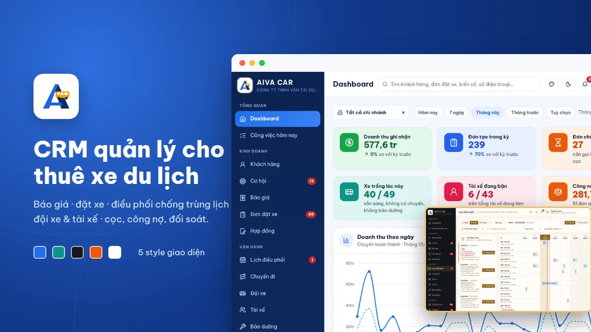 CRM quản lý cho thuê xe du lịch